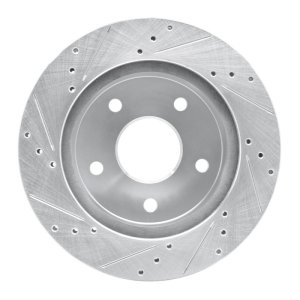 Dodge Ram 1500 Brake Rotor (1) - Front Right - R1 Concepts - Drilled & Slotted - Silver - `00-`01